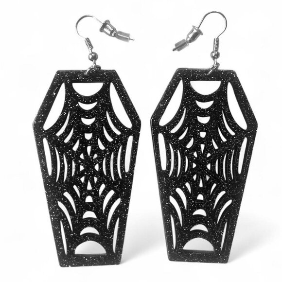 Acrylic Glitter Coffin Earrings - Picture 1 of 1